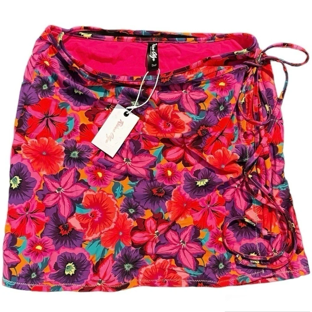 REINA OLGA Pink Behati Cover-Up Skirt Size Various Color Pink Flowers MSRP $159‎